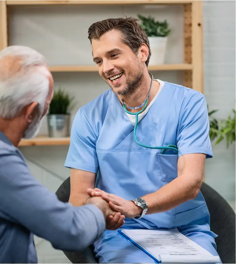 Healthcare provider assuring patient of 24/7 remote vital sign monitoring support