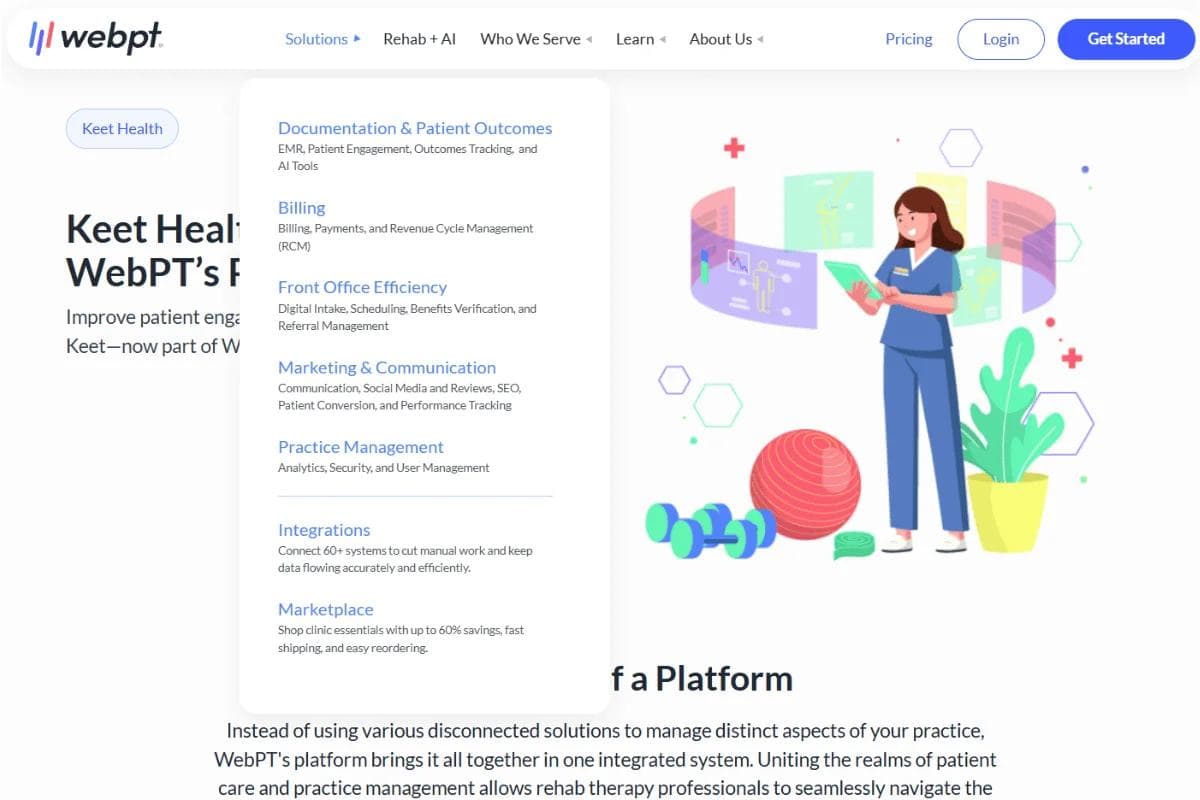 Keet Health by WebPT Homepage